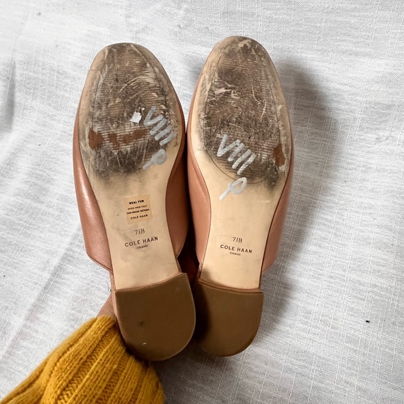 Cole Haan Leather Authentic Fur Leopard Print Mules Flats - Women’s 7.5 - Picture 9 of 10